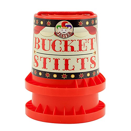 INDY - JESTER BUCKET STILTS, Eimerstelzen, Topfstelzen, Laufdollis, Laufstelzen, Kinderstelzen, Kinder-Becherstelzen, Laufbecher, Ausgleich Stelzen für Kinder (Rot) von Indy