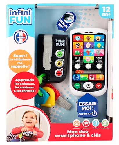 Infini Fun Mein Duo High-Tech Telefon + Schlüssel – EIN sehr realistisches Telefon und Schlüssel. – Spielzeug für mehrere Lernprojekte ab 12 Monaten von Infini Fun