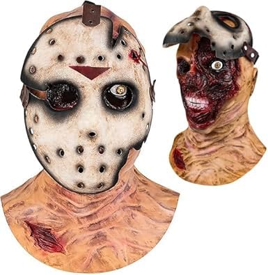 Infinity Gauntlet Jason Voorhees Maske Hockeymaske mit Jason Voorhees Blutige Machete Gefälschte Messer Gruselige Halloween Kills Maske Halloween Kostüm Requisiten Zubehör für Erwachsene von Infinity Gauntlet