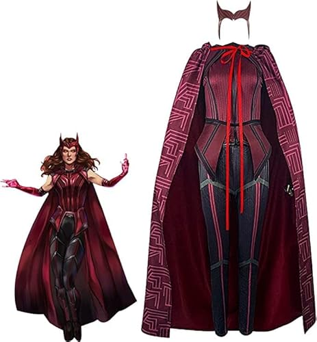 Infinity Gauntlet Wanda Maximoff Kostüm Scarlet Witch Cosplay Kostüm Kapuzenumhang Scarlet Hexe Kopfbedeckung Halloween Outfits für Erwachsene von Infinity Gauntlet