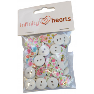 Infinity Hearts Knöpfe Holz Blumen sortiert Farben 15mm - 50 Stk von Infinity Hearts