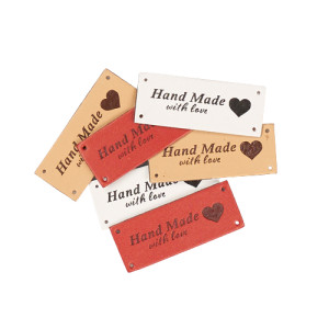 Infinity Hearts Label Leder Hand Made With Love 5x1,5cm - 6 Stück von Infinity Hearts