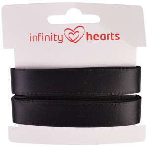 Infinity Hearts Satinband beidseitig 15mm 030 Schwarz - 5m von Infinity Hearts