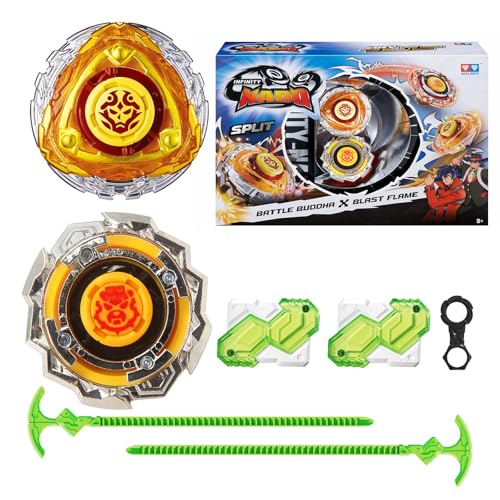 INFINITY NADO Kreisel Serie Split, Metallische Battle Tops Kreisel mit Launcher, Kinderspielzeug Jungen, Spinning Tops ab 5 6 7 8 9 10 11 12 Jahren,Warriors & Blast Flame INFINITY NADO Kreisel Serie Split, Metallische Battle Tops Kreisel mit Launcher, Kinderspielzeug Jungen, Spinning Tops ab 5 6 7 8 9 10 11 12 Jahren,Warriors & Blast Flame von Infinity Nado