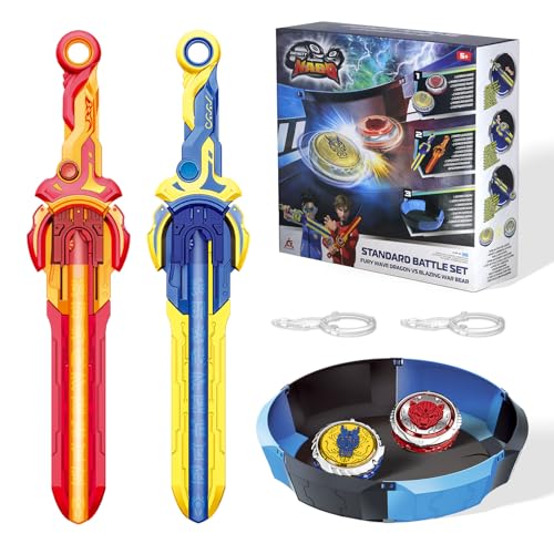 INFINITY NADO Kreisel für Kinder Metall Spielzeug Jungen 2PCS, Battle Tops Kreisel Launcher Spielzeug Jungen 2PCS, Kampfkreisel-Set Spinning Tops Jungen ab 5 6 7 8 9 10 11 12 Jahre von INFINITY NADO