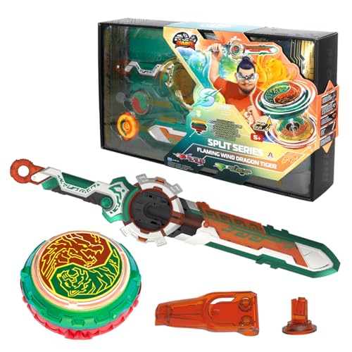 INFINITY NADO Kreisel für Kinder Metall Spielzeug Jungen, Battle Tops Kreisel Launcher Spielzeug, Spinning Tops Jungen ab 5 Jahre, Split Series Flaming Wind Dragon Tiger von INFINITY NADO