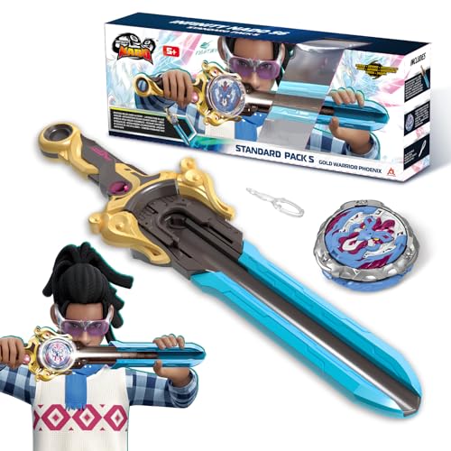 INFINITY NADO Kreisel für Kinder Metall Spielzeug Jungen, Battle Tops Kreisel Launcher Spielzeug, Spinning Tops Jungen ab 5 6 7 8 9 10 11 12 Jahre, Power Pack Gold Warrior Phoenix von INFINITY NADO