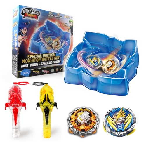 Infinity Nado Battle Set mit Arena, bestehend aus 2 magnetischen Abschussvorrichtungen und 2 Metallkreisel. für Jungen und Mädchen im Alter von 5 bis 12 Jahren Infinity Nado Battle Set mit Arena, bestehend aus 2 magnetischen Abschussvorrichtungen und 2 Metallkreisel. für Jungen und Mädchen im Alter von 5 bis 12 Jahren von Infinity Nado