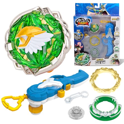 Infinity Nado Kreisel für Kinder Metall Spielzeug Jungen, Battle Tops Kreisel Launcher Spielzeug Jungen, Infinity Nado Spinning Tops Jungen ab 5 Jahre, Kreisel Non-Stop Battle Deluxe-Jade Bow EU634403 von INFINITY NADO