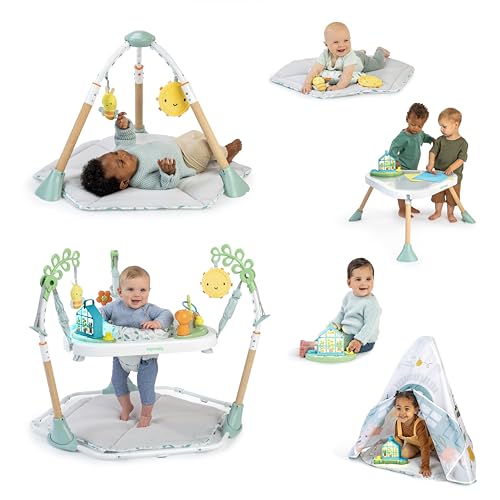 Ingenuity Tummy-to-Toes 6-in-1 Milestone Center, Spielzeugstange, faltbare Matte, Musik und Naturgerusche, Lichter, Aktivittshopser, Tisch, Spielhaus, fr 0-48 Monate von Ingenuity