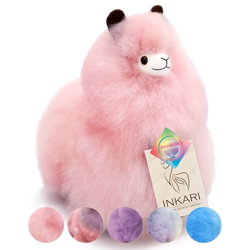 Inkari Alpaka Plüsch aus natürlicher und weicher Alpakawolle - Echte Alpakawolle, Frauen und Kinder - Cotton Candy (23cm) von Inkari