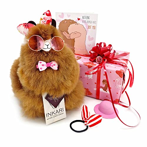 Inkari Alpaka Plüsch aus natürlicher und weicher Alpakawolle - Echte Alpakawolle, Frauen und Kinder, (Love-Hazelnut)(23cm) von Inkari