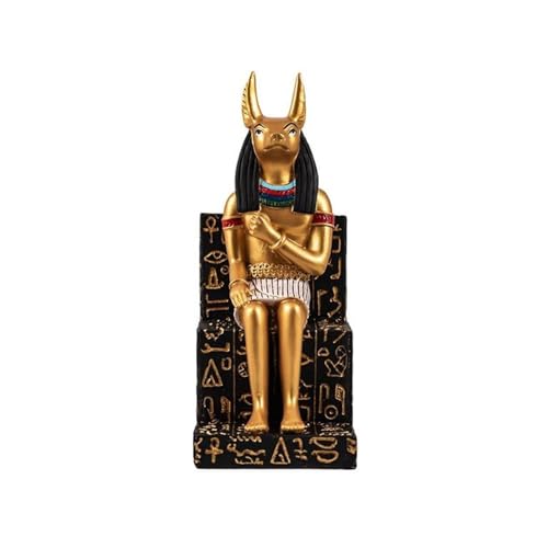 Inmaculada Romero IR Anubis, ägyptischer Gott der Mumifizierung, Figur 16 cm. Sitzende Statue der verlorenen Seelen mit goldenem Muster. von Inmaculada Romero IR