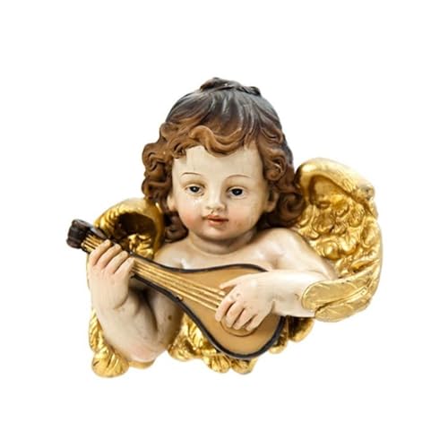 Inmaculada Romero IR Engelsfigur Büste 8 cm. Harzskulptur, musikalisches Detail, Lauteninstrument von Inmaculada Romero IR