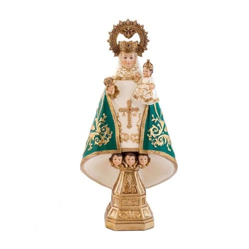 Inmaculada Romero IR Figur der Jungfrau von Covadonga 30 cm. Skulptur La Santina Asturias grüner Mantel aus Harz von Inmaculada Romero IR