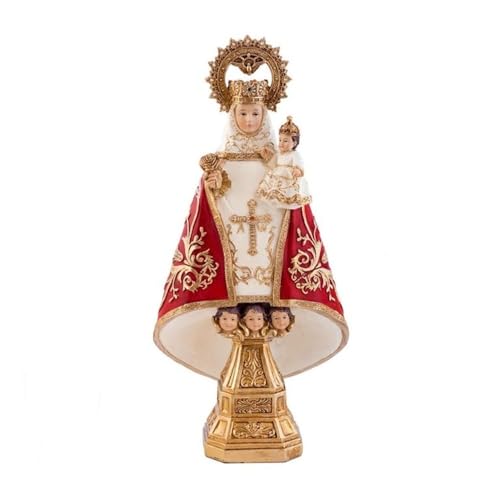 Inmaculada Romero IR Figur der Jungfrau von Covadonga 30 cm. Skulptur La Santina Asturias roter Mantel aus Harz von Inmaculada Romero IR