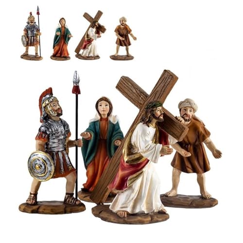 Inmaculada Romero IR Kalvarienberg Jesuskreuz 4 Figuren 10,5 cm. Set der Jungfrau Maria der römischen Karwoche. Unisex. Länge (cm): 10,5. von Inmaculada Romero IR