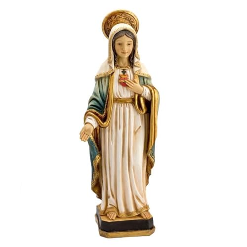 Inmaculada Romero IR Unbeflecktes Herz Mariens, Figur 32 cm. Sockelskulptur aus Kunstharz von Inmaculada Romero IR