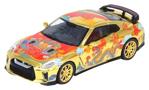 Inno Models GT-R (R35) RHD (Rechtslenker) Gold Metallic mit Grafik Jahr des Drachen - 2024 Chinesisches Neujahr Sonderedition 1/64 Diecast Modellauto IN64-R35-CNY24 von Inno Models