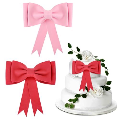 2 Stuck Übergroße Rosa Schleife Tortendeko Schleifen Kuchen Dekoration Hochzeitstorte Dekoration für Geburtstag Party Hochzeit Geschenkverpackungen Blumen Handwerk Kuchendekoration von InnoHHustle