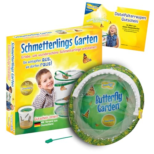 Insect Lore Gutschein Set: Schmetterlingszucht für Kinder & Erwachsene – Schmetterlingsgarten ohne lebende Raupen - Heimische Arten | Raupen züchten - Schmetterlingshabitat für zu Hause ab 3 Jahren von HCM Kinzel