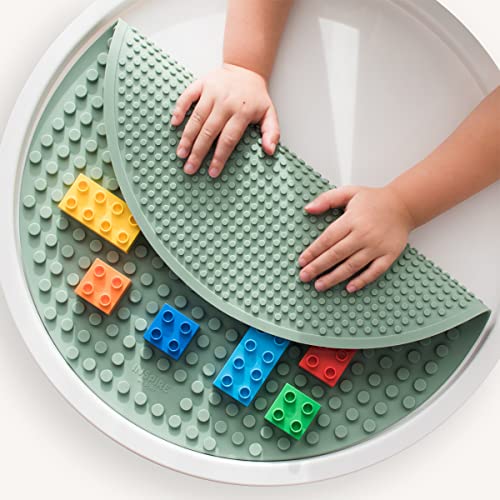 Inspire My Play – Sanftes Grün Grundplatte aus Silikon für Bausteine – Kompatibel mit Allen großen Bausteinmarken – Doppelseitig für große Bausteine – Perfektes Zubehör für Sensory PlayTray von Inspire My Play