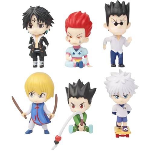 6 Stück Killua Zaoldyeck Figur Mini GON FREECSS Tortenaufleger Figur Hisoka Figuren Statue Kuchendekoration Sammlerstücke Schreibtisch Dekoration für Fans von Insxuan