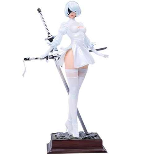 Insxuan 2B Figur 2Byorha Actionfigur 2Bautomata Figur Statue mit Wechselteilen, 28cm Anime Figur No.2 Type B Figur mit Sockel Sammlerstück von Insxuan