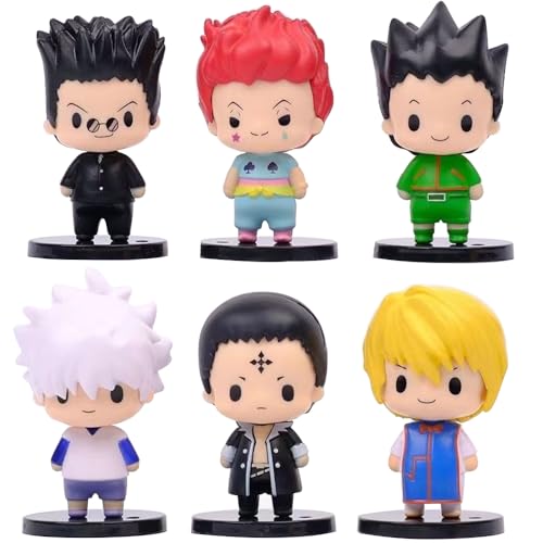 Insxuan 6pcs Killua Zoldyck Figuren Set Anime GON Freecss Statue Anime Minifiguren Stehende Figur Modell PVC Statue Ornamente Sammlung Geschenke für Fans von Insxuan