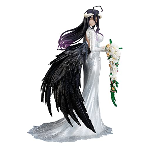 Insxuan Albedo Figur, 25cm weißes Hochzeitskleid Albedo Figur Sammelstück mit Flügel Dekoration und Box für Fans und Sammler Anime Figuren Sammlerstück von Insxuan