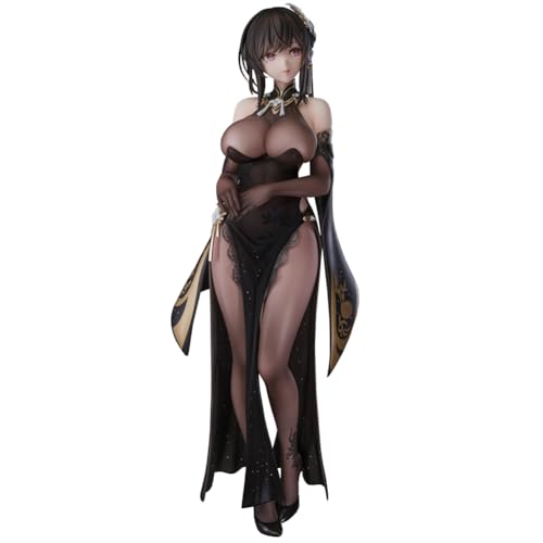 Insxuan Azur Lane Figuren,Anime Chen Hai Figure Modell 26cm Schwarzes Cheongsam Kleid Statue Azur Lane Skulptur Geschenk von Insxuan