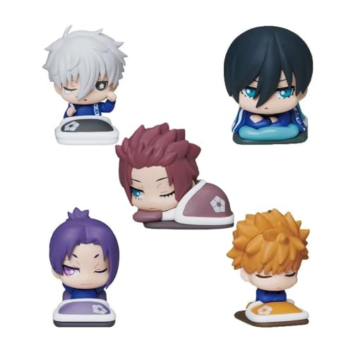 Insxuan Blue Lock Figuren, Anime Figure Itoshi SAE/Rin Itoshi/Kunigami Rensuke/REO Mikage/Seishiro Nagi 5cm Cute Sleeping Pose Sammlung Desktop Dekorative Statue Figurine Geschenk für Fans von Insxuan