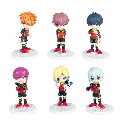 Insxuan Blue Lock Figuren Mini Figur Set Michel Caesar/Itoshi SAE/Kunigami Rensuke/Isagi Yoichi/Chigiri Hyoma/Seishiro Figurine Statue Modell Sammlerstück ActionFigur von Insxuan