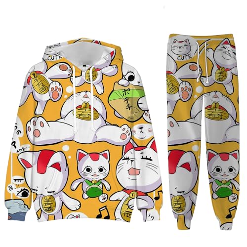 Insxuan DAN DA DAN Kapuzenpullover Hosen Sets Ayase Momo Kordelzug Kapuzenpullover und elastische Taille Hose Trainingsanzug 24 Stück Set Unisex Sweatshirt Hosen Sets Anime gedruckt Anzüge von Insxuan