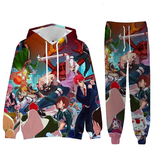 Insxuan DAN DA DAN Kapuzenpullover Hosen Sets Ayase Momo Kordelzug Kapuzenpullover und elastische Taille Hose Trainingsanzug 31 Stück Set Unisex Sweatshirt Hosen Sets Anime gedruckt Anzüge von Insxuan