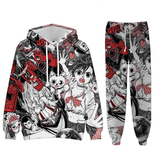 Insxuan DAN DA DAN Kapuzenpullover Hosen Sets Ayase Momo Kordelzug Kapuzenpullover und elastische Taille Hose Trainingsanzug 38 Stück Set Unisex Sweatshirt Hosen Sets Anime gedruckt Anzüge von Insxuan