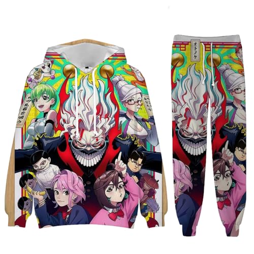 Insxuan DAN DA DAN Kapuzenpullover Hosen Sets Ayase Momo Kordelzug Kapuzenpullover und elastische Taille Hose Trainingsanzug 45 Stück Set Unisex Sweatshirt Hosen Sets Anime gedruckt Anzüge von Insxuan