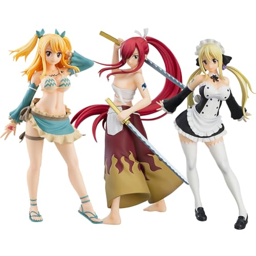 Insxuan Fairy Tail Erza Scarlet Action Figur Anime Lucy Heartfilia Charakter Modell Statue PVC Sammlung Figur Desktop Ornamente Geschenk Weihnachten von Insxuan