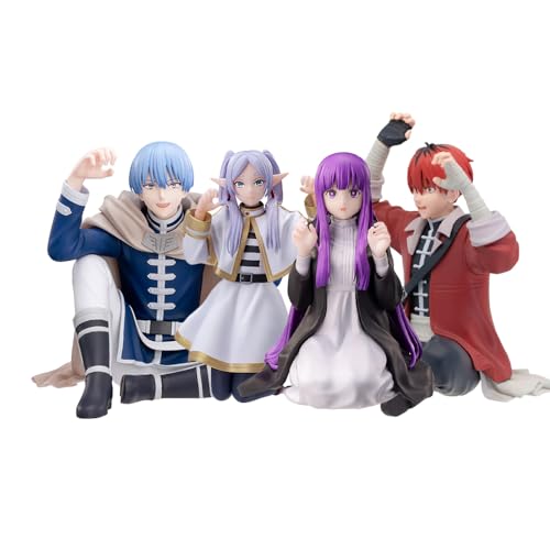 Insxuan Frieren Beyond Journey's End Anime Figur 4PCS Frieren/Fern/Stark/Himmel Modell Charakter Statue PVC Sammlerstück Desktop Deko Sammlerstück Tischdeko Figurine von Insxuan