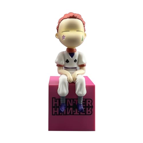 Insxuan Hisoka Anime Figur mit Sockel - Weiß & Lila Hisoka Bun Face Charakter Miniatur für Auto Armaturenbrett, Desktop, Handwerk Sammlermodell Hisoka Actionfigure von Insxuan