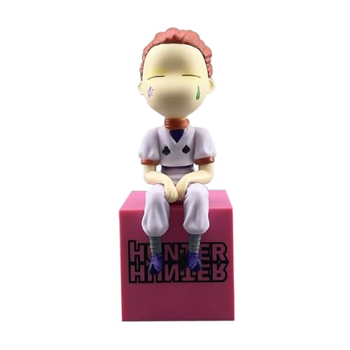 Insxuan Hisoka Anime Figur mit Sockel - Weiß & Lila Hisoka Bun Face Charakter Miniatur für Auto Armaturenbrett, Desktop, Handwerk Sammlermodell Hisoka Actionfigure von Insxuan