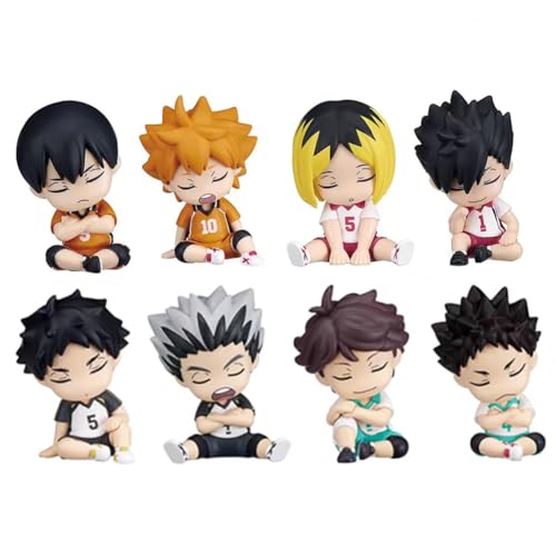 Insxuan Miniatur Figuren Haikyuu!! Hinata Shoyo/Tobio Kageyama/Kuroo Tetsurou/Kozume Kenma Figur - 6cm Sitzende Haikyuu Charaktere Sammleredition Model Set für Desk Dekoration von Insxuan