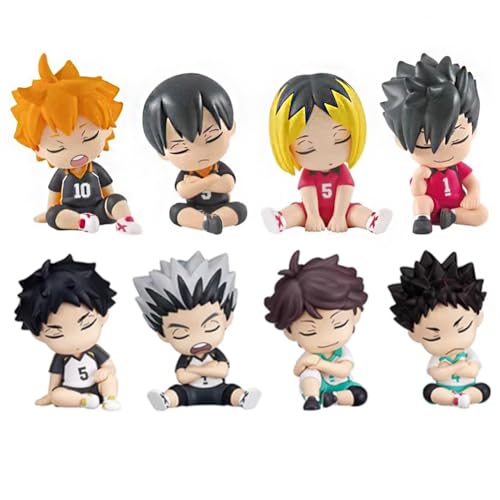 Insxuan Miniatur Figuren Haikyuu!! Hinata Shoyo/Tobio Kageyama/Kuroo Tetsurou/Kozume Kenma Figur - 6cm Sitzende Haikyuu Charaktere Sammleredition Model Set für Desk Dekoration von Insxuan