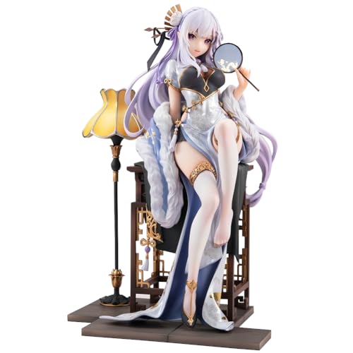 Insxuan Re:0 Rem und Emilia Figuren Chinesischer Stil Qipao Sitzfigur Modell 23CM Anime Figuren Sammlerstück Geburtstagsgeschenk mit Box Elegante Anime Mädchen Statue von Insxuan