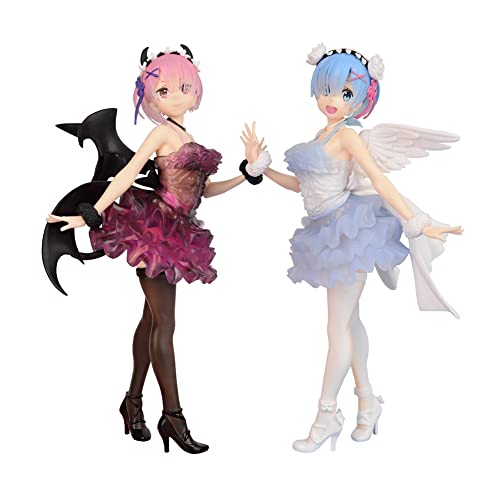 Insxuan Rem Ram Figurine Engel und Teufel Figuren Anime Merch Modell Sammlerstücke für Fans Rem Anime Modell Statue Ram Desktop Ornamente PVC Action Figure von Insxuan