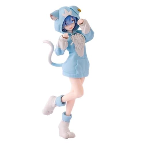 Insxuan Rem und Ram Figuren 21CM Katzenohren Rosa Blau Figur Anime Remu Ramu Modell Sammelobjekt Geschenk für Anime Liebhaber von Insxuan