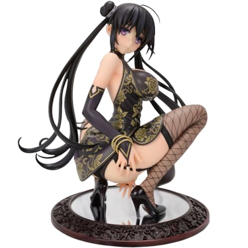 Insxuan Tougetsu Matsuri Action Figur 16cm Chinesischer Stil Cheongsam Hockend Modell Auswechselbares Zubehör Schwarz Weiß Cheongsam Charakter Figure Tougetsu Desktop Dekorationen von Insxuan