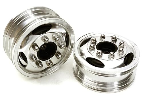 Integy RC Model CNC Machined Alloy T7 Front Wheel Set for Hex Type 1/14 Scale Tractor Trucks von Integy