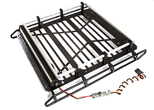 RC-Modell-Dachgepäckträger, 190 x 175 x 40 mm, mit LED-Lichtleiste für Axial SCX10 II 6X6 von Integy