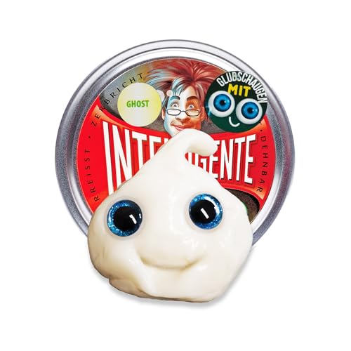 Intelligente Knete - Das Original! Monster Ghost mit Glubschaugen - Leuchtet im Dunkeln - Kinderknete und Therapieknete in einem - Besser als jeder Stressball! (Standard-Dose, 80g) von Intelligente Knete